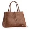 Bolsa Tote Tressê Couro Marrom - imagem 2