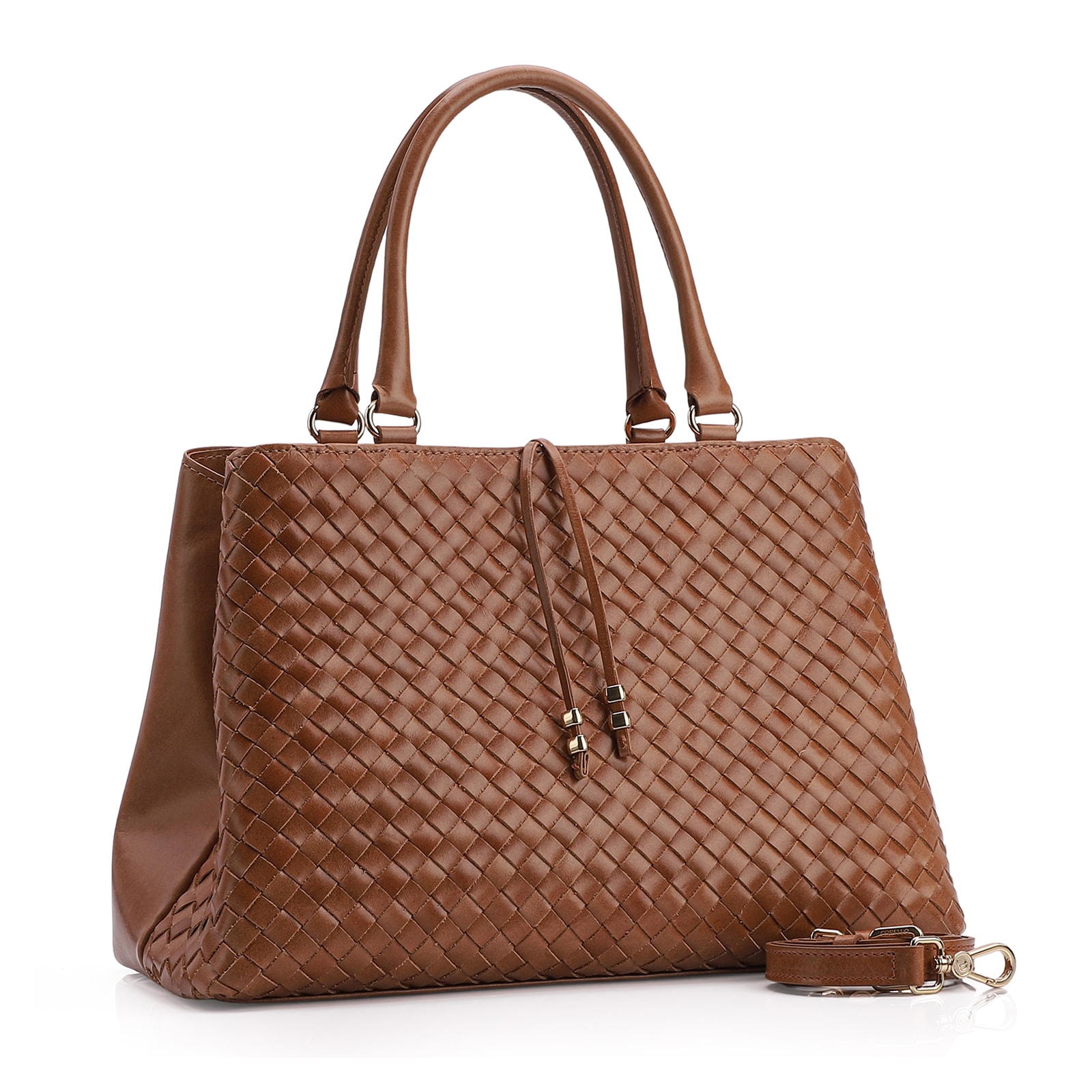 Bolsa Tote Tressê Couro Marrom