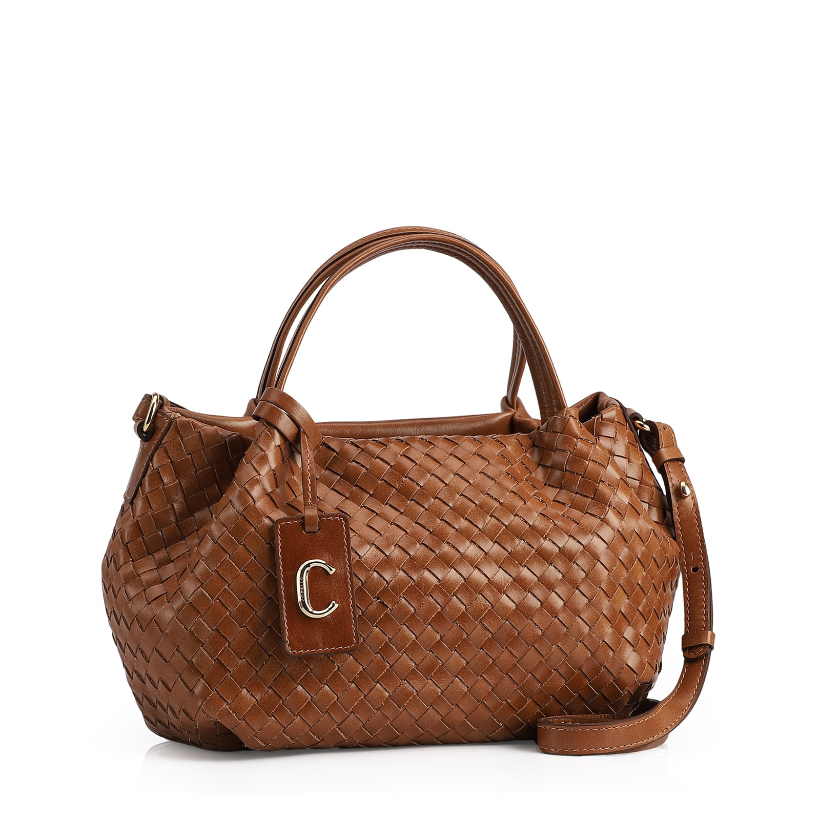 Bolsa Tote Tressê Couro Marrom