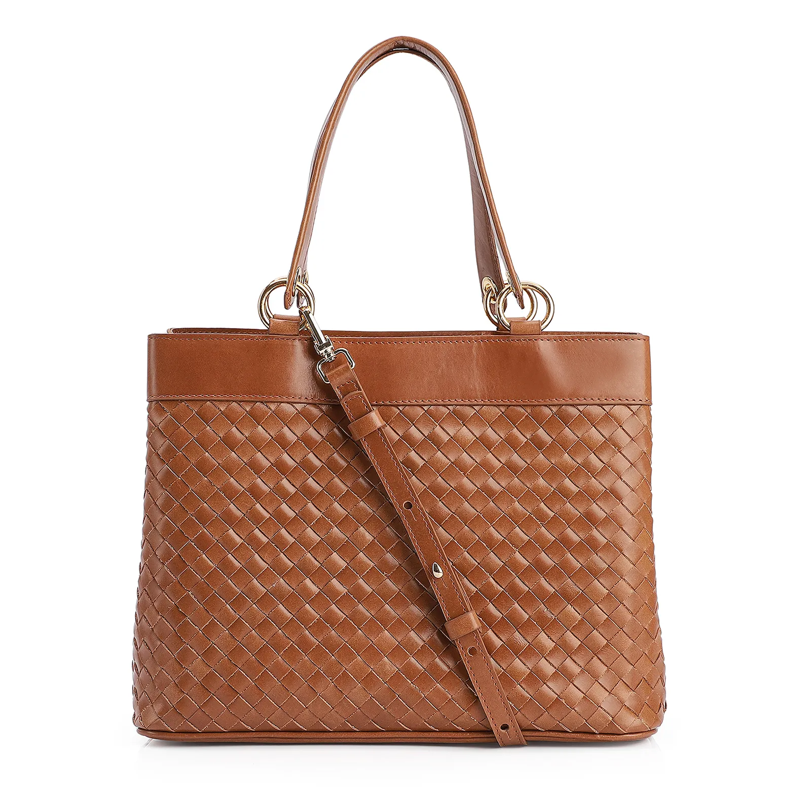 Bolsa Tote Tressê Couro Marrom