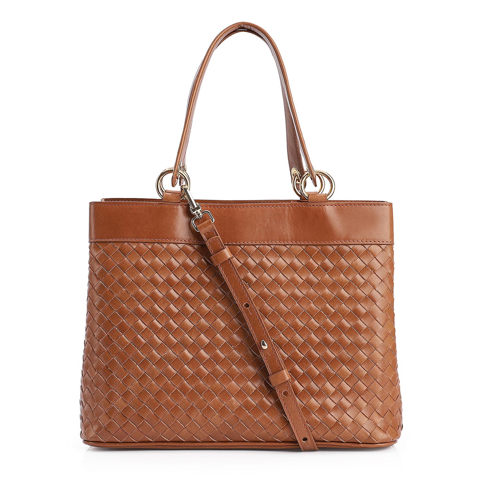 Bolsa Tote Tressê Couro Marrom