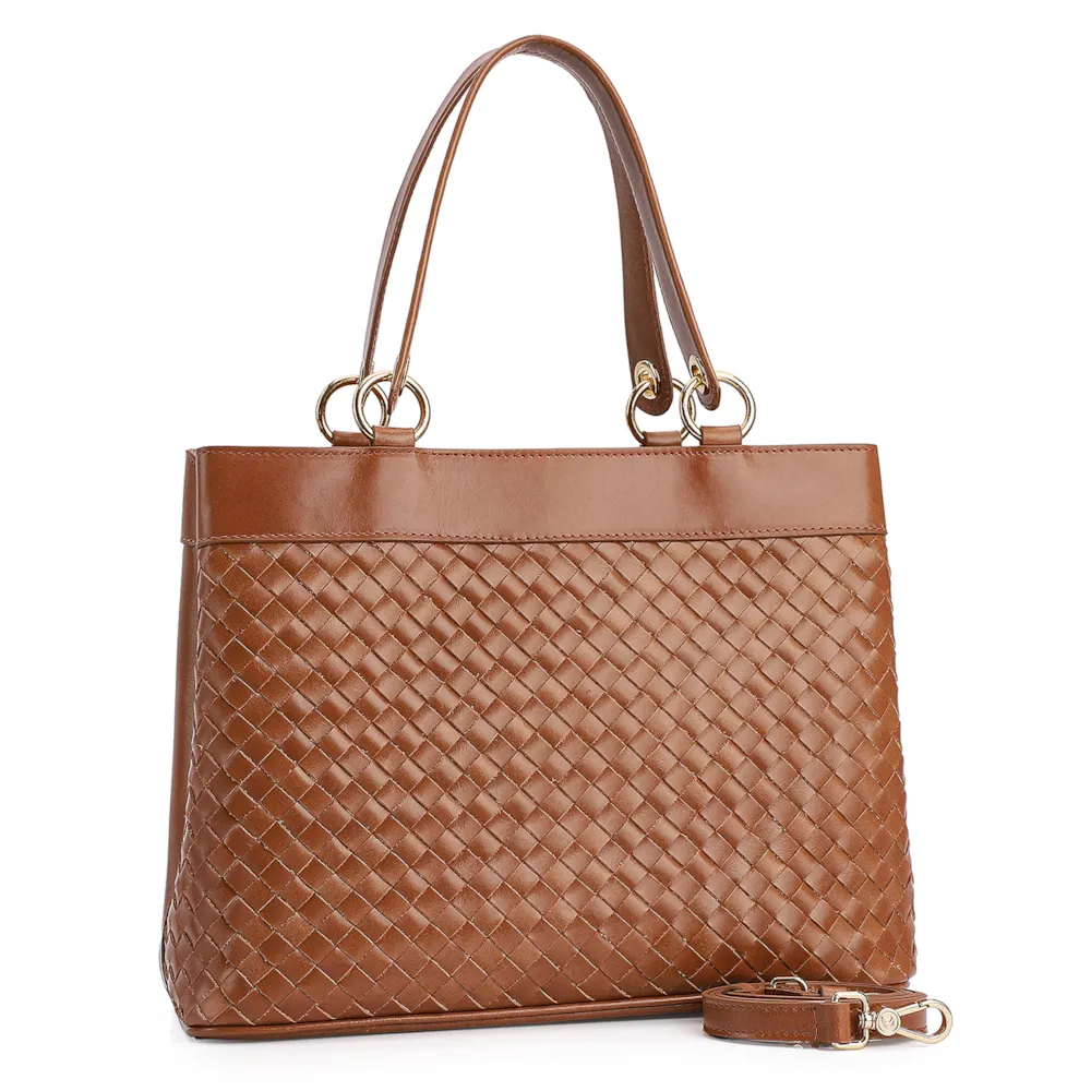 Bolsa Tote Tressê Couro Marrom - imagem 2
