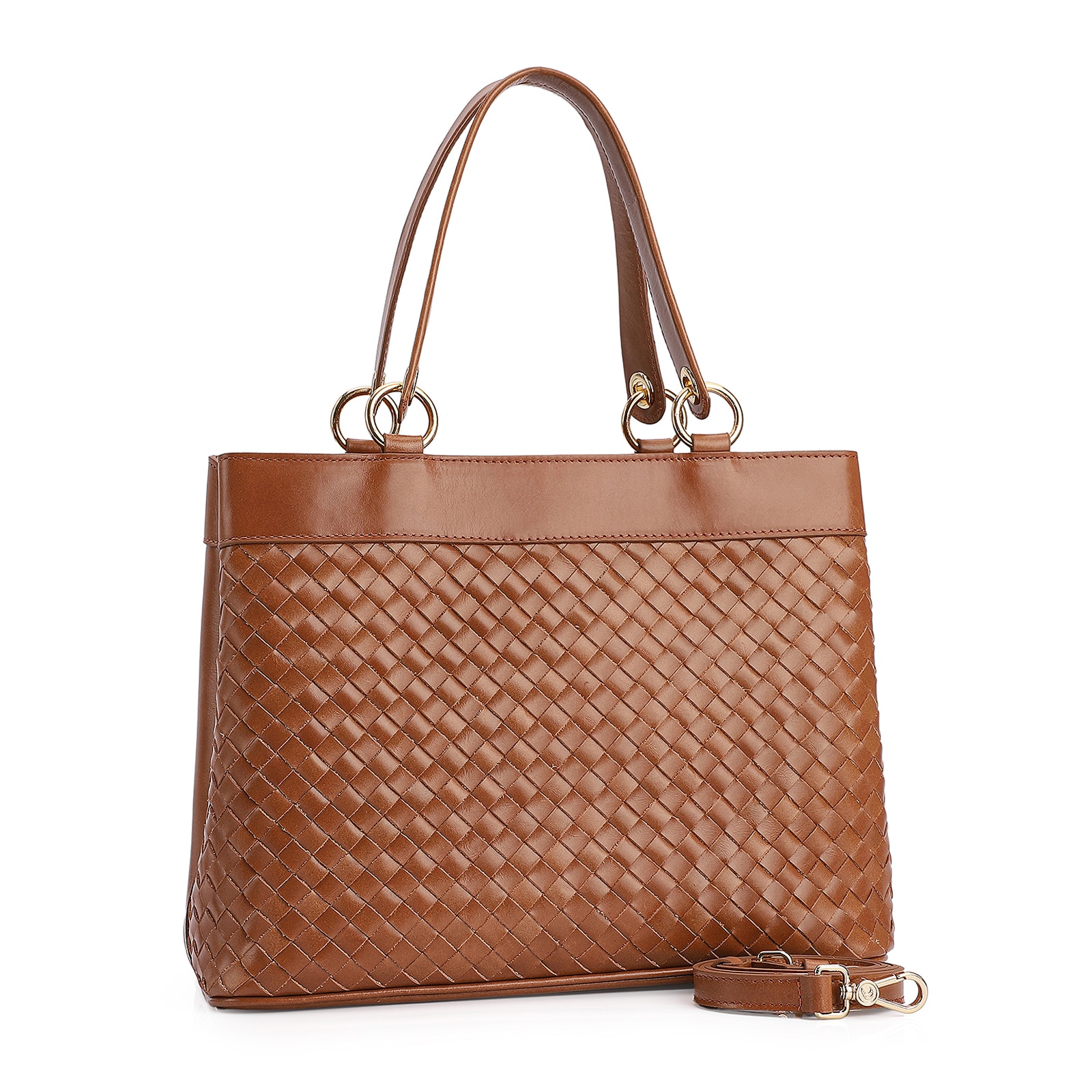 Bolsa Tote Tressê Couro Marrom