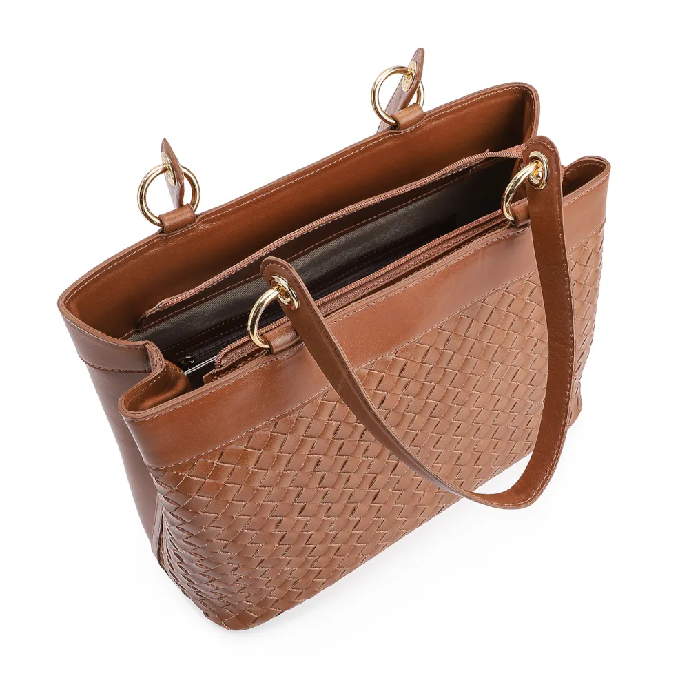Bolsa Tote Tressê Couro Marrom - imagem 4