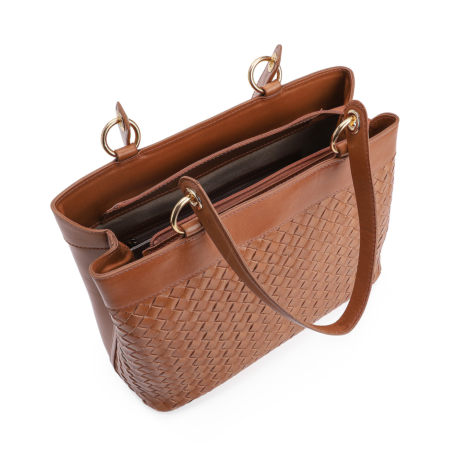 Bolsa Tote Tressê Couro Marrom