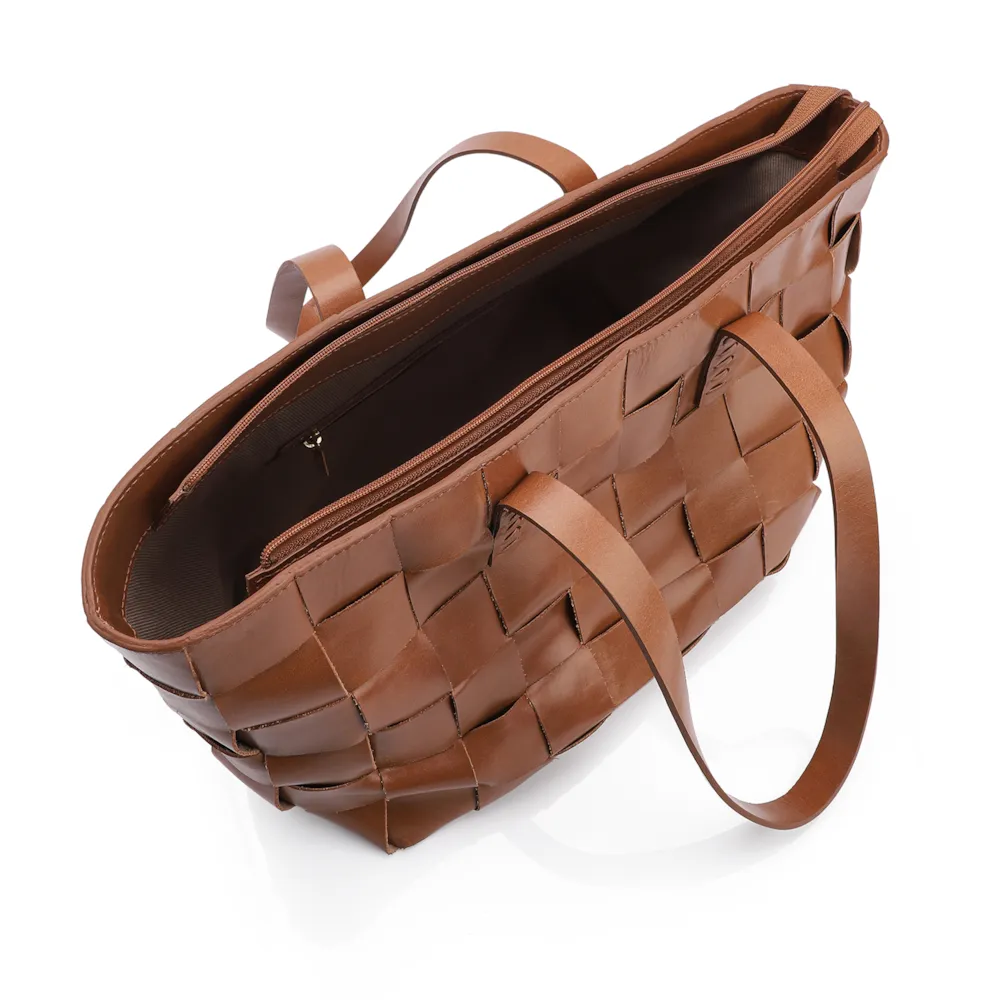 Bolsa Tote Tressê Couro Marrom - imagem 4