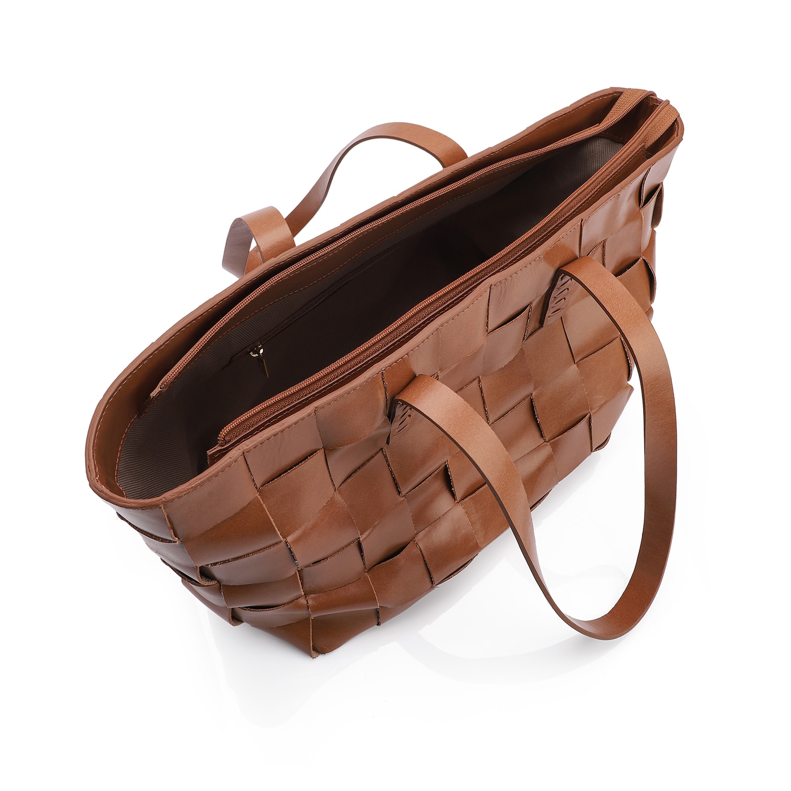 Bolsa Tote Tressê Couro Marrom