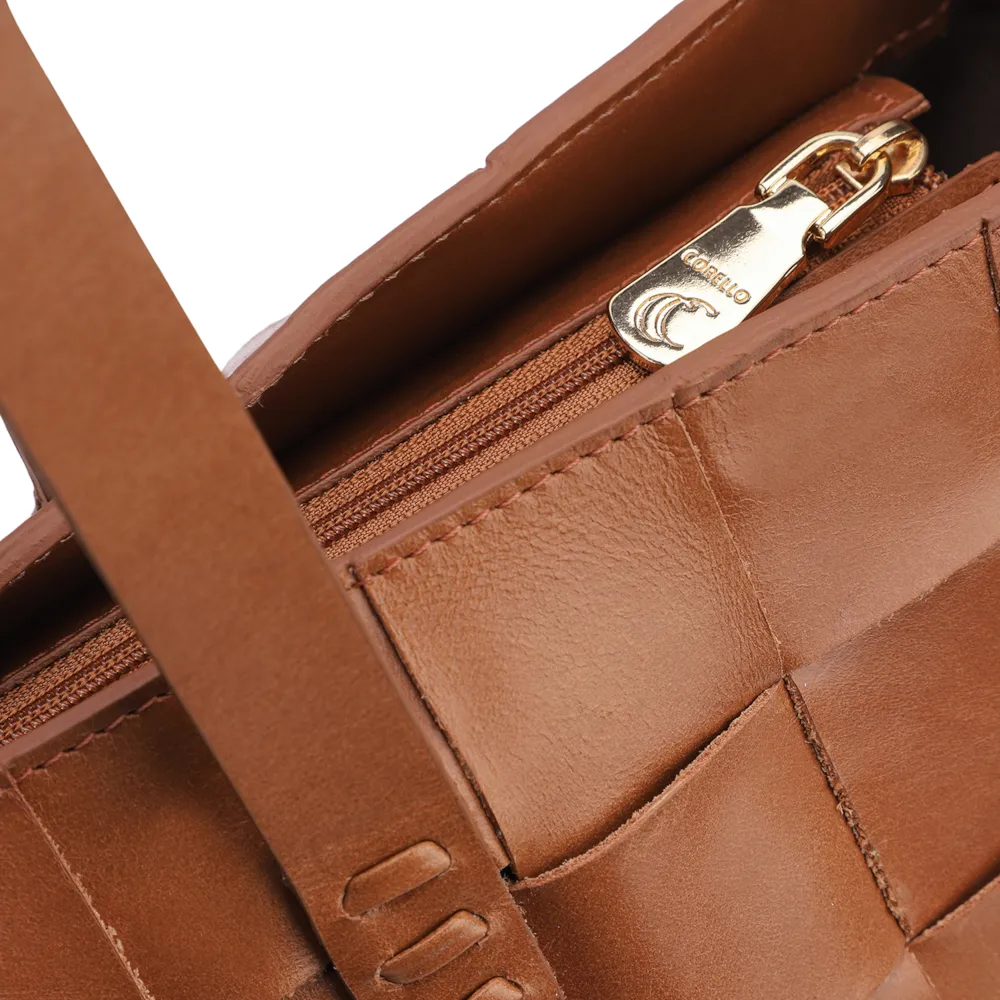 Bolsa Tote Tressê Couro Marrom - imagem 5