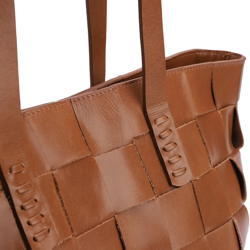 Bolsa Tote Tressê Couro Marrom - imagem 6