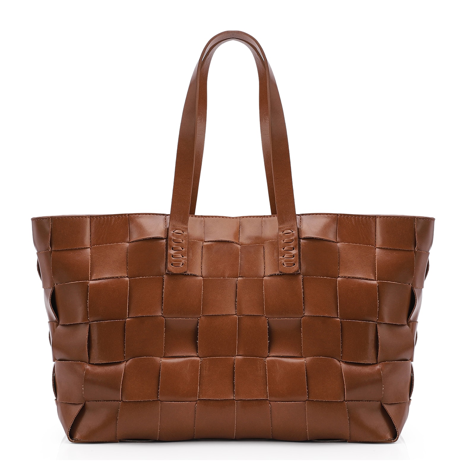 Bolsa Tote Tressê Couro Marrom