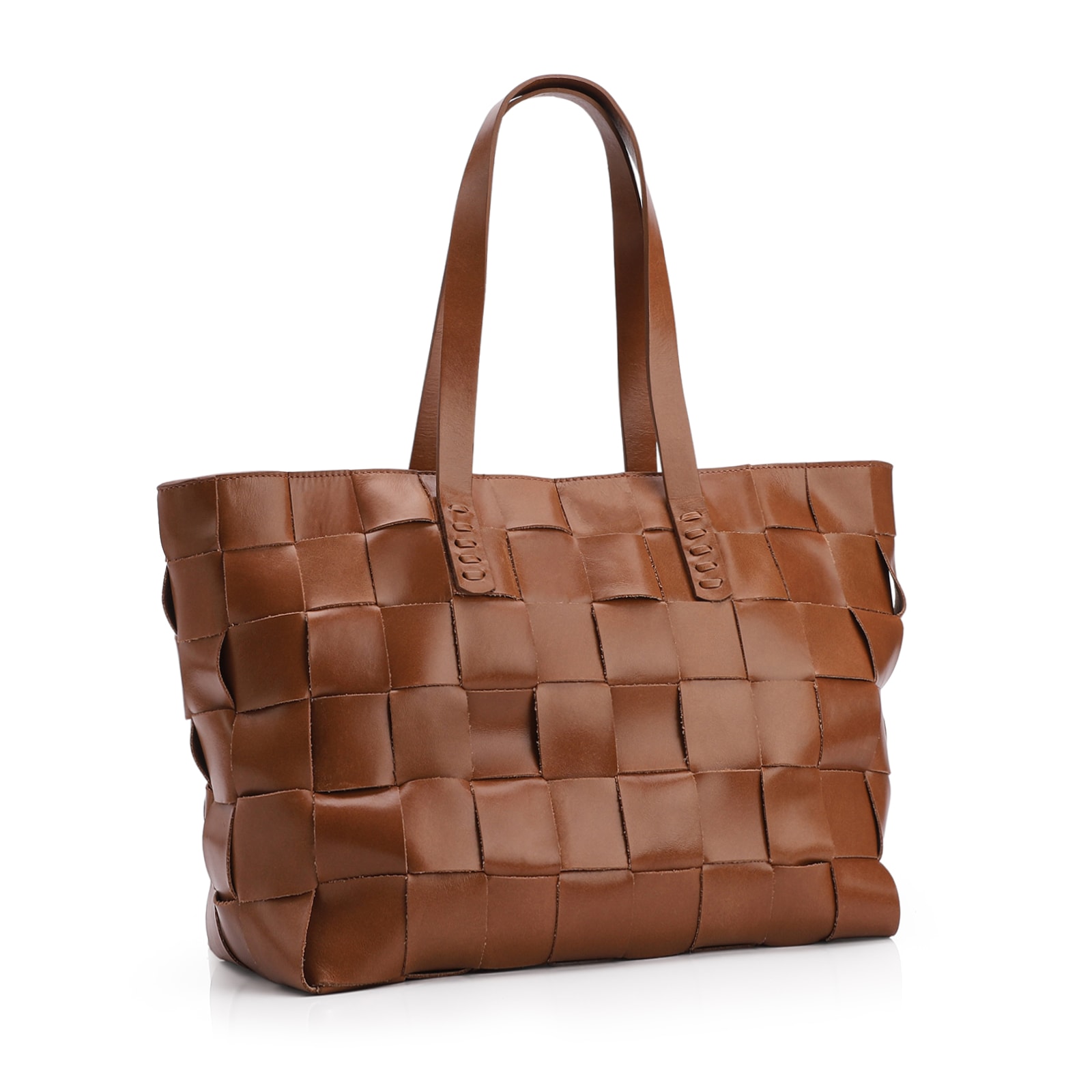 Bolsa Tote Tressê Couro Marrom