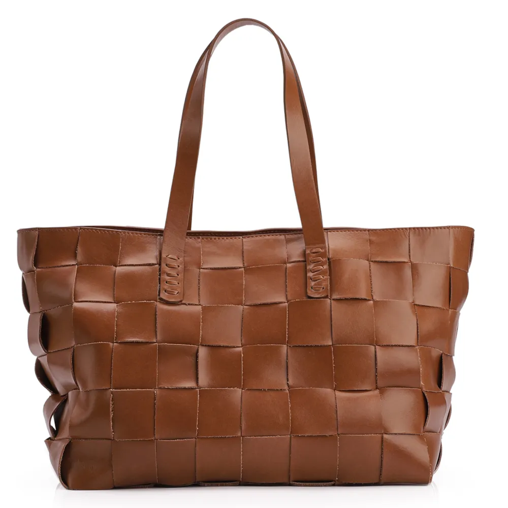 Bolsa Tote Tressê Couro Marrom - imagem 3