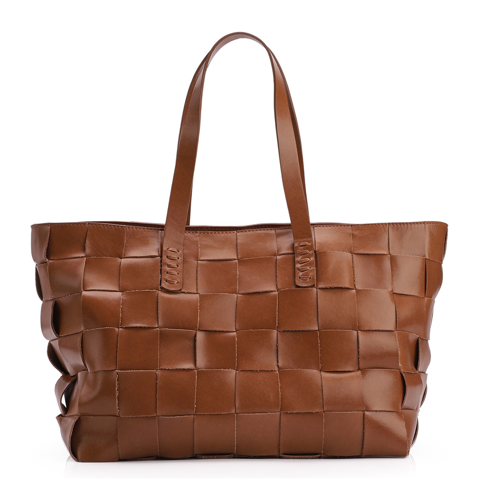 Bolsa Tote Tressê Couro Marrom