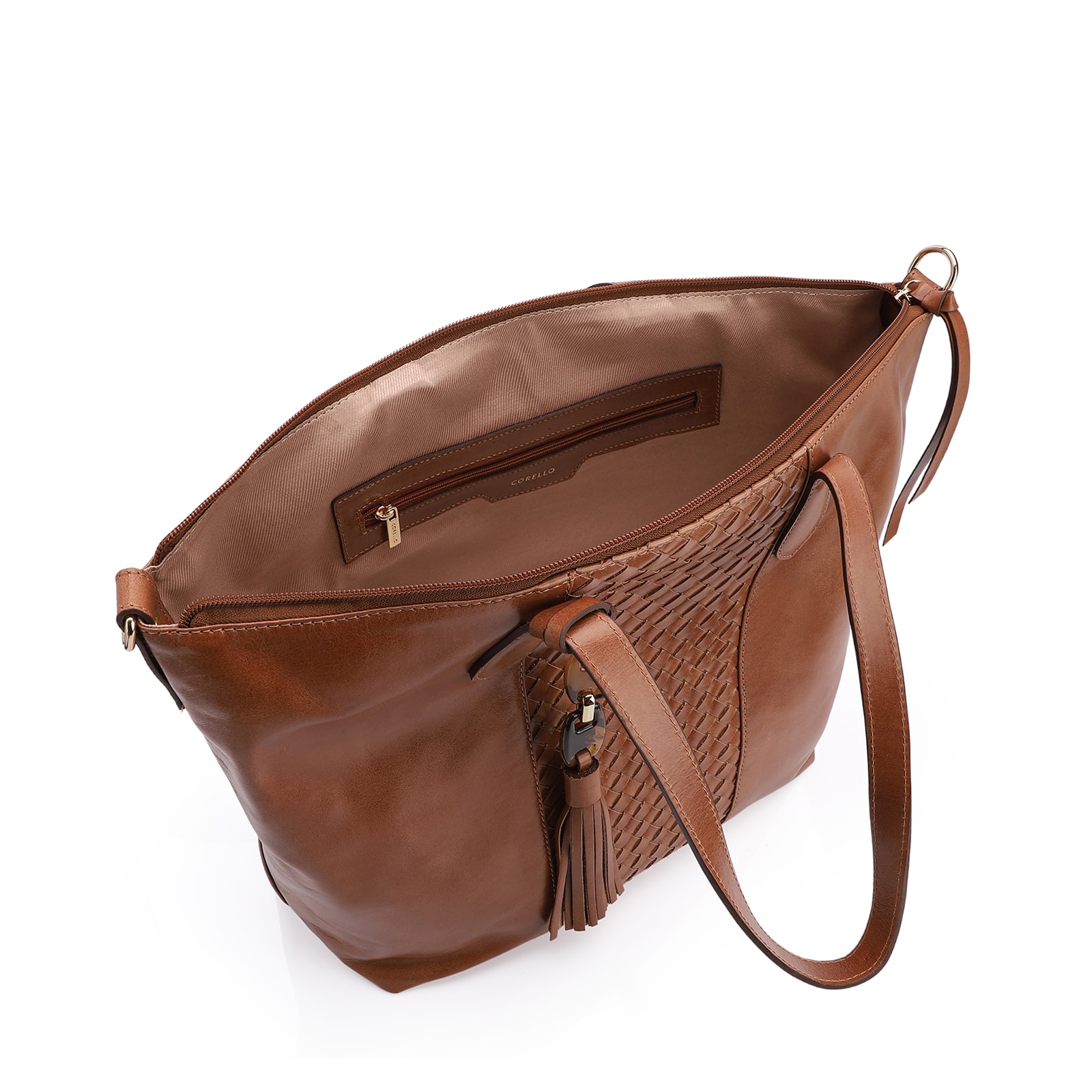 Bolsa Tote Tressê Couro Marrom