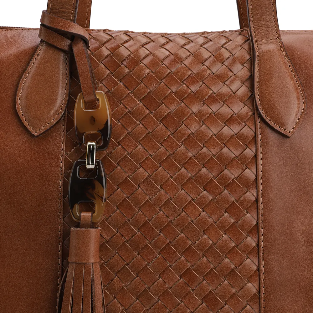 Bolsa Tote Tressê Couro Marrom - imagem 5