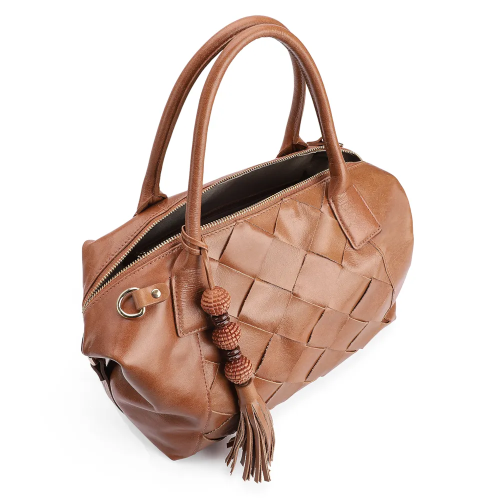 Bolsa Tote Tressê Couro Marrom - imagem 4