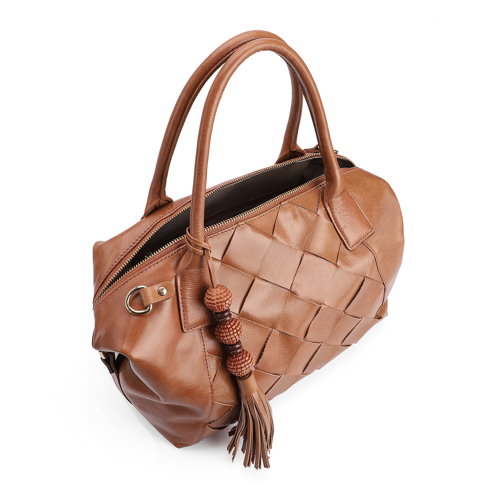 Bolsa Tote Tressê Couro Marrom