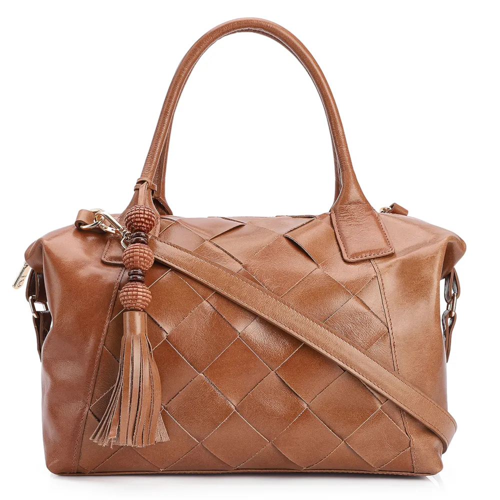 Bolsa Tote Tressê Couro Marrom