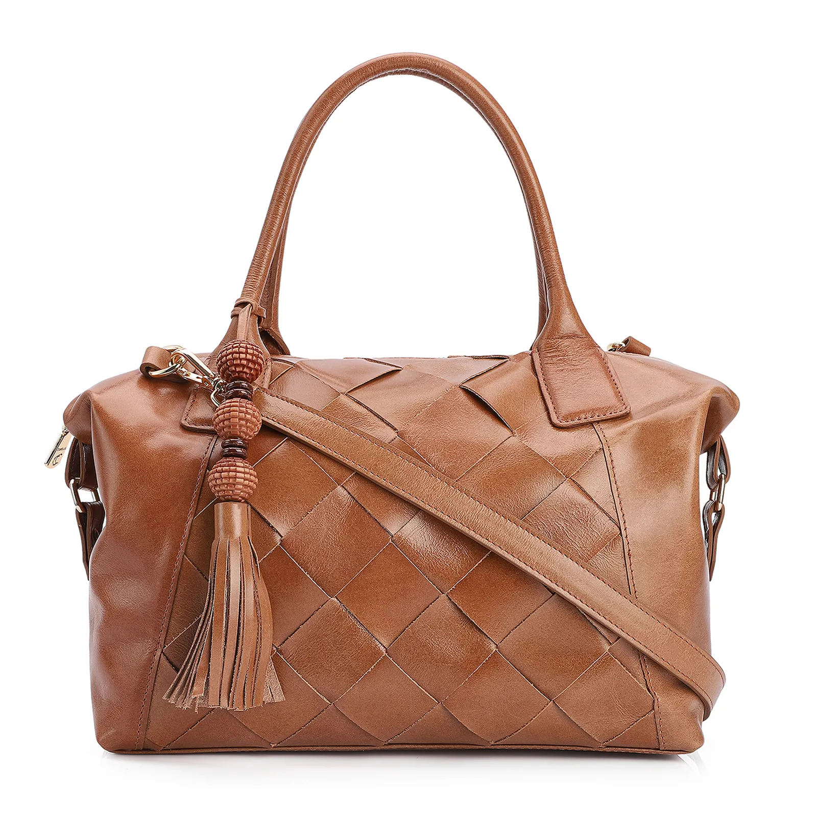 Bolsa Tote Tressê Couro Marrom