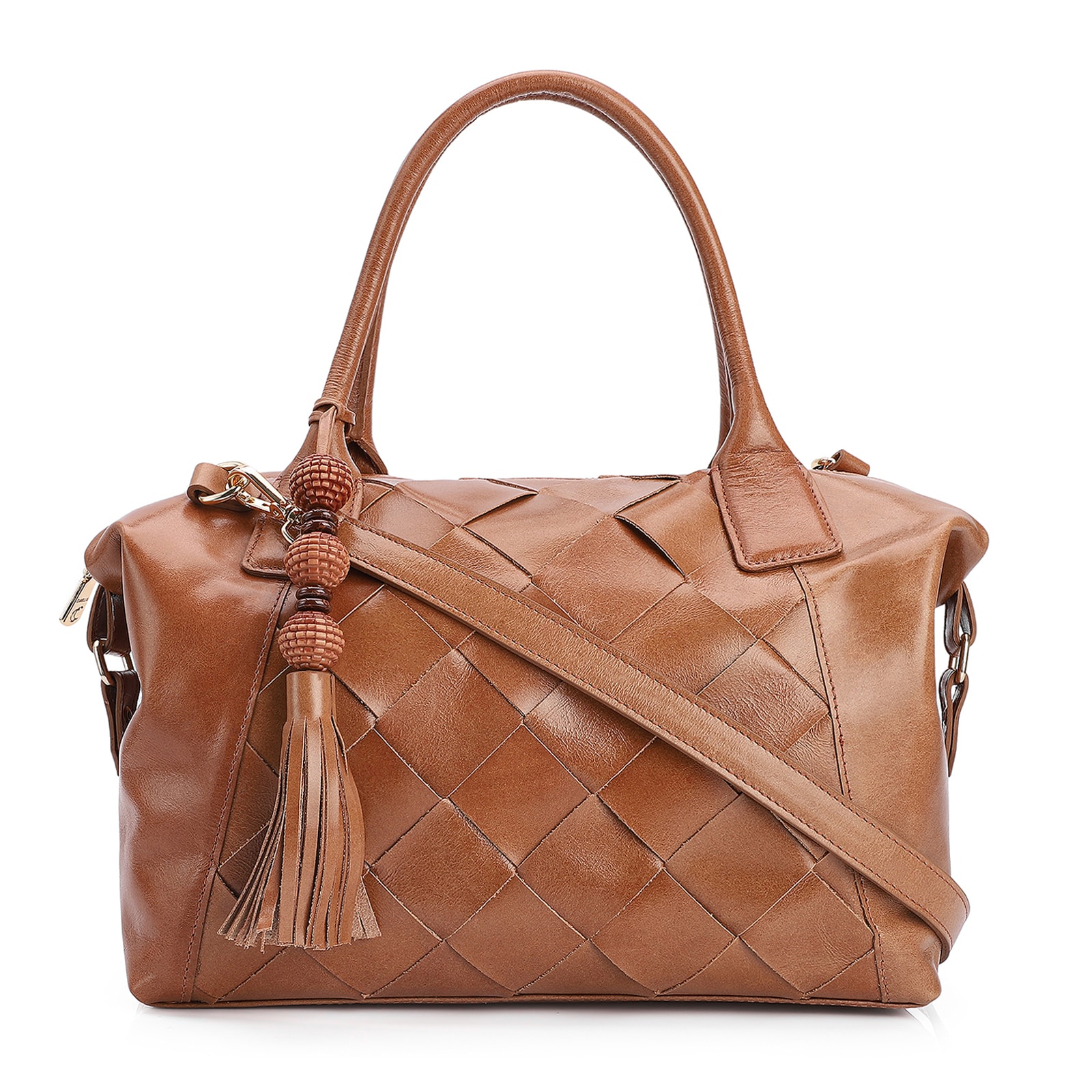 Bolsa Tote Tressê Couro Marrom
