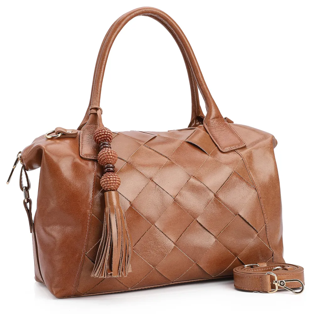 Bolsa Tote Tressê Couro Marrom - imagem 2