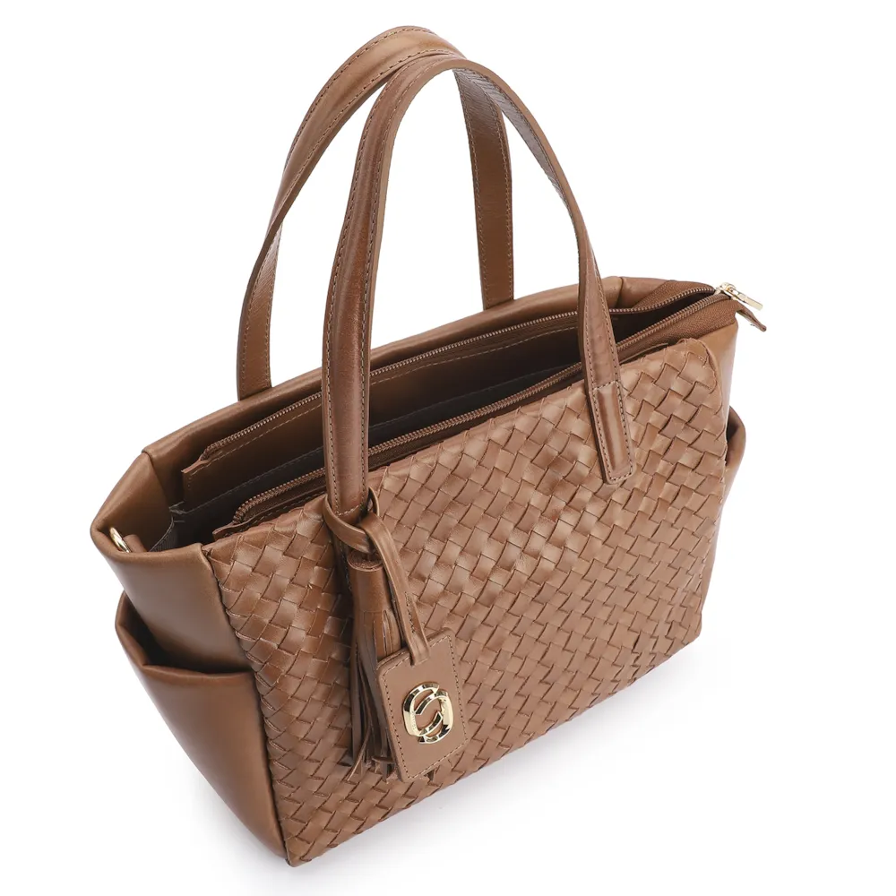 Bolsa Tote Tressê Couro Marrom - imagem 4