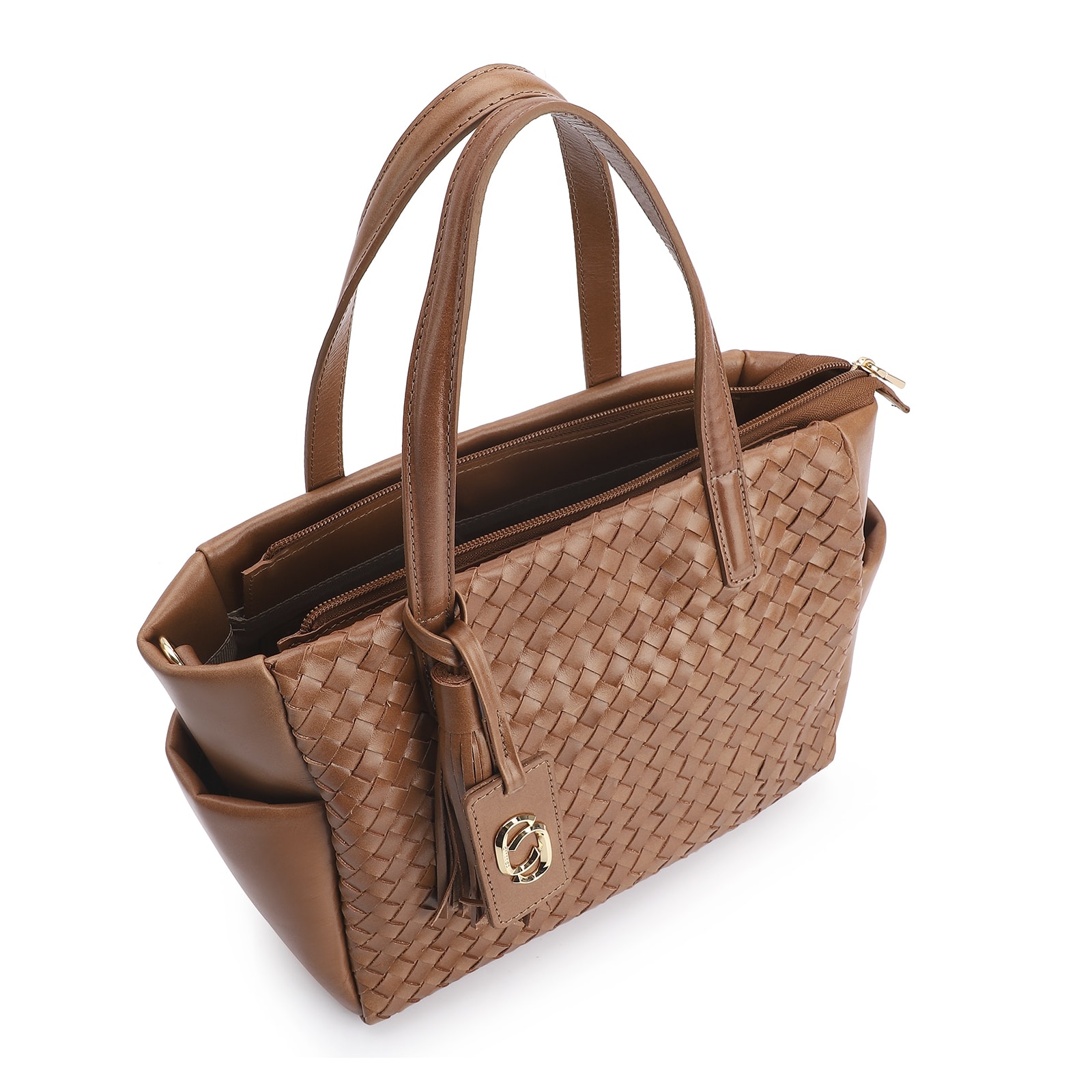 Bolsa Tote Tressê Couro Marrom