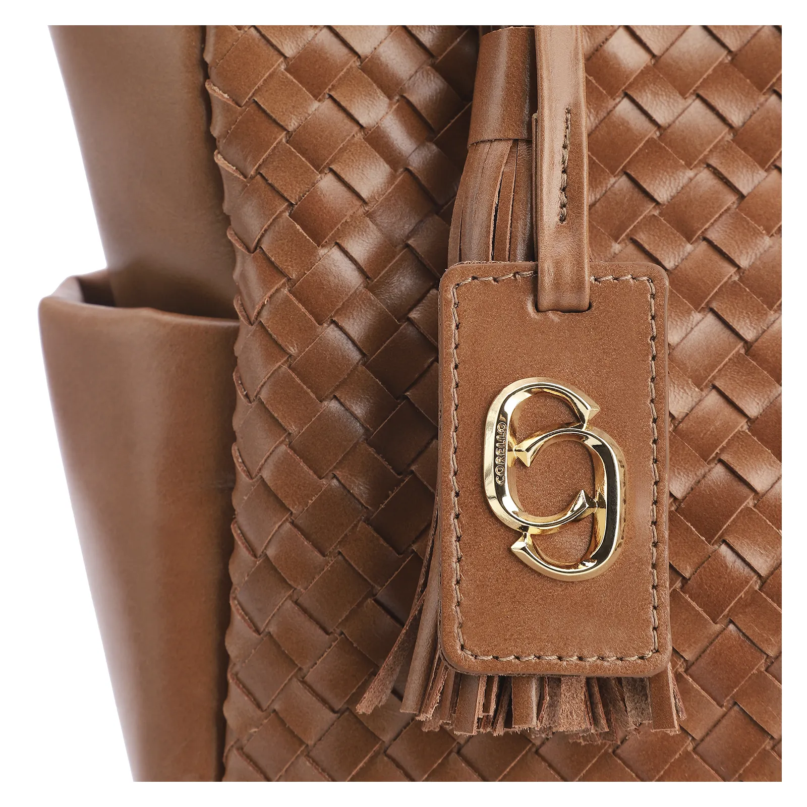 Bolsa Tote Tressê Couro Marrom