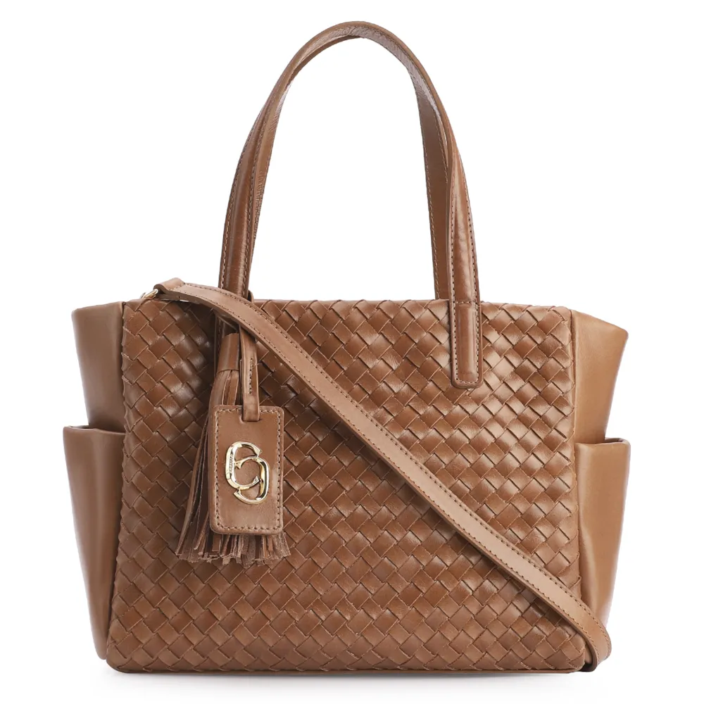 Bolsa Tote Tressê Couro Marrom