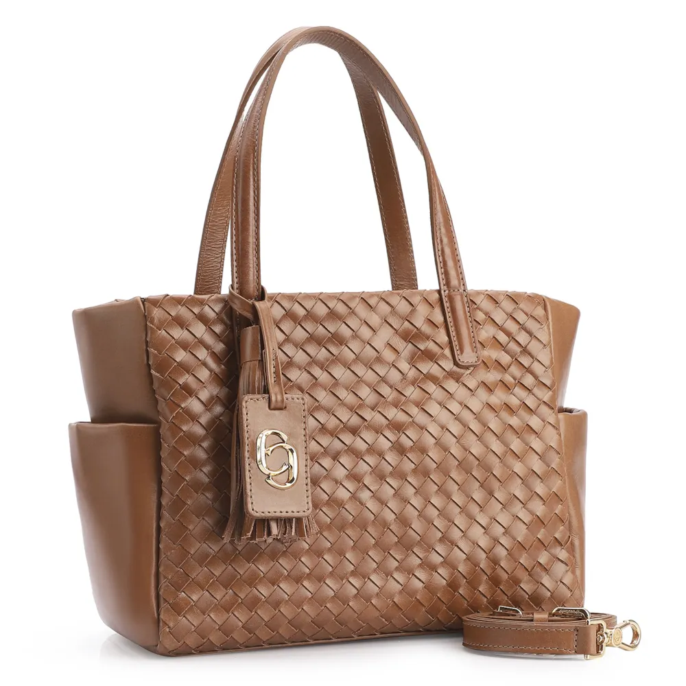Bolsa Tote Tressê Couro Marrom - imagem 2