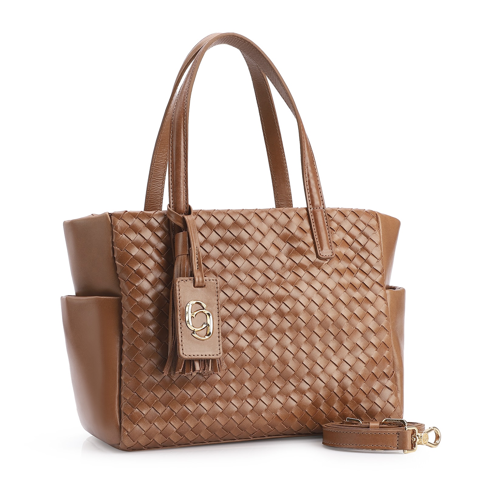 Bolsa Tote Tressê Couro Marrom