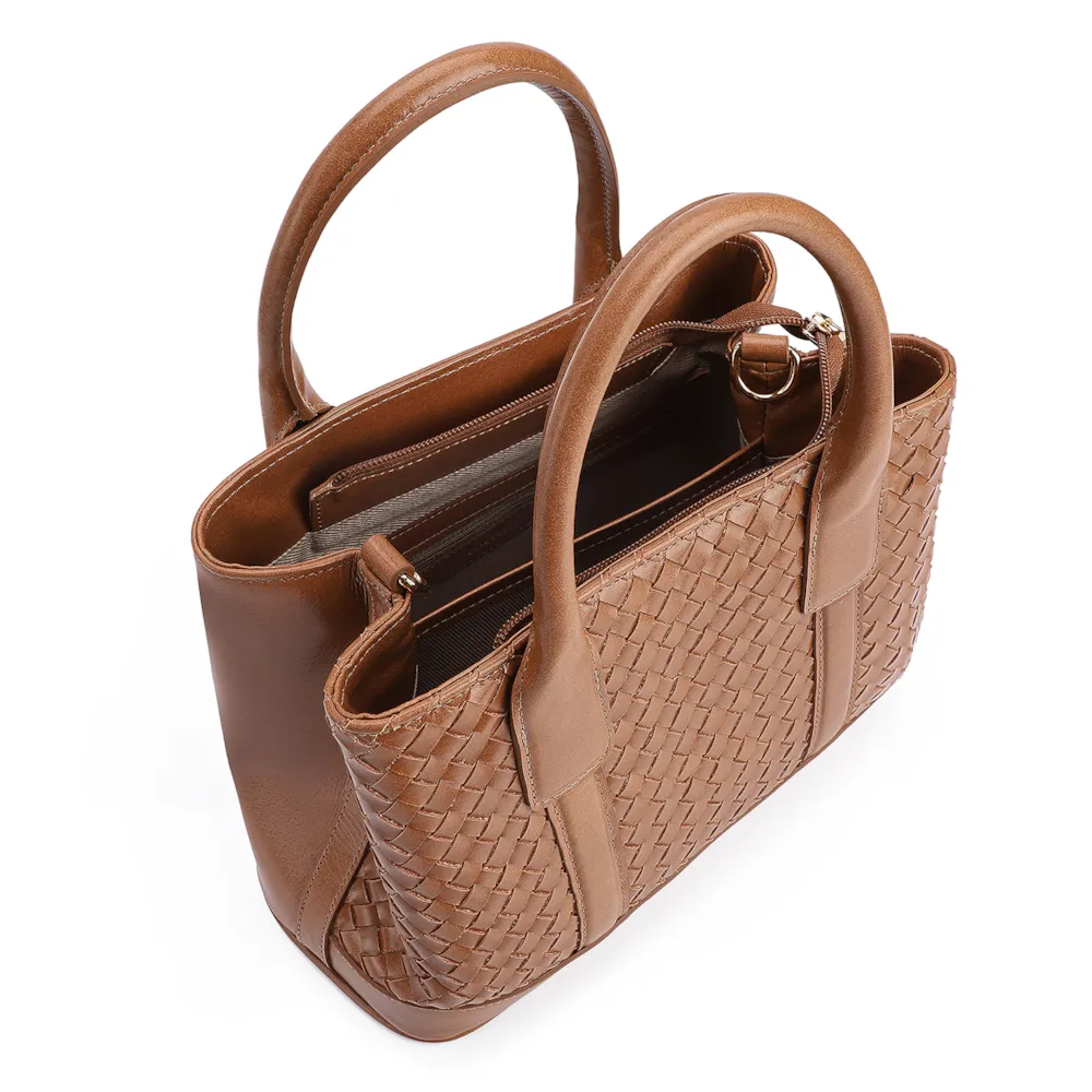 Bolsa Tote Tressê Couro Marrom - imagem 4