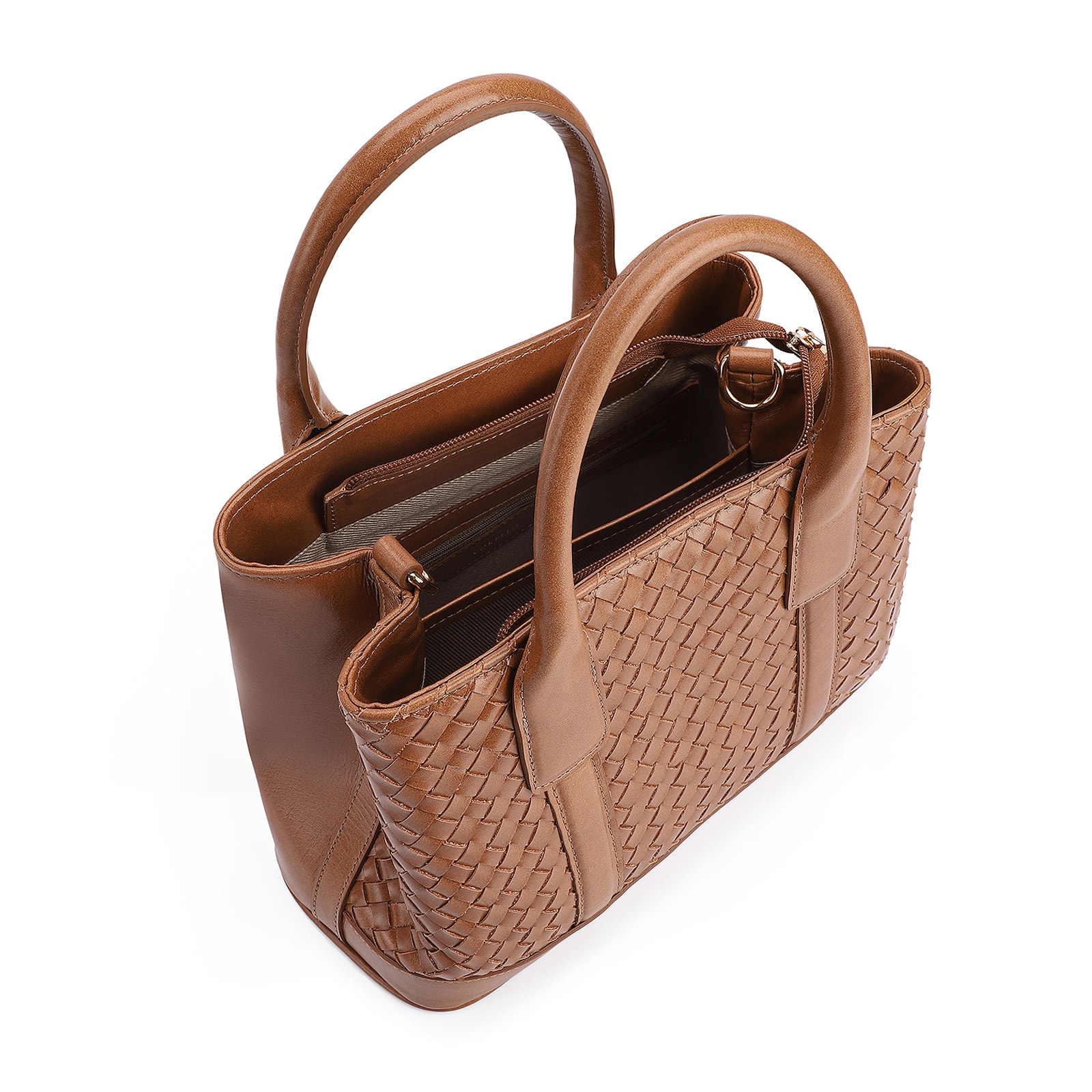 Bolsa Tote Tressê Couro Marrom