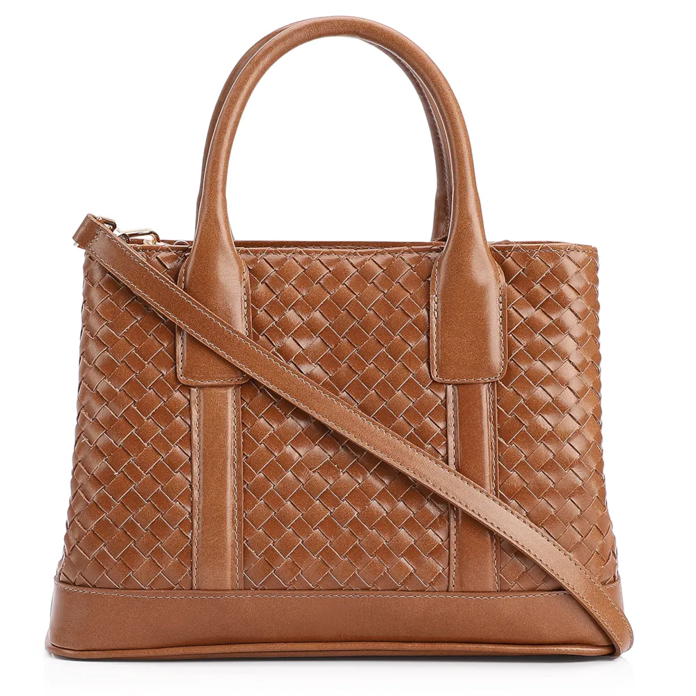 Bolsa Tote Tressê Couro Marrom