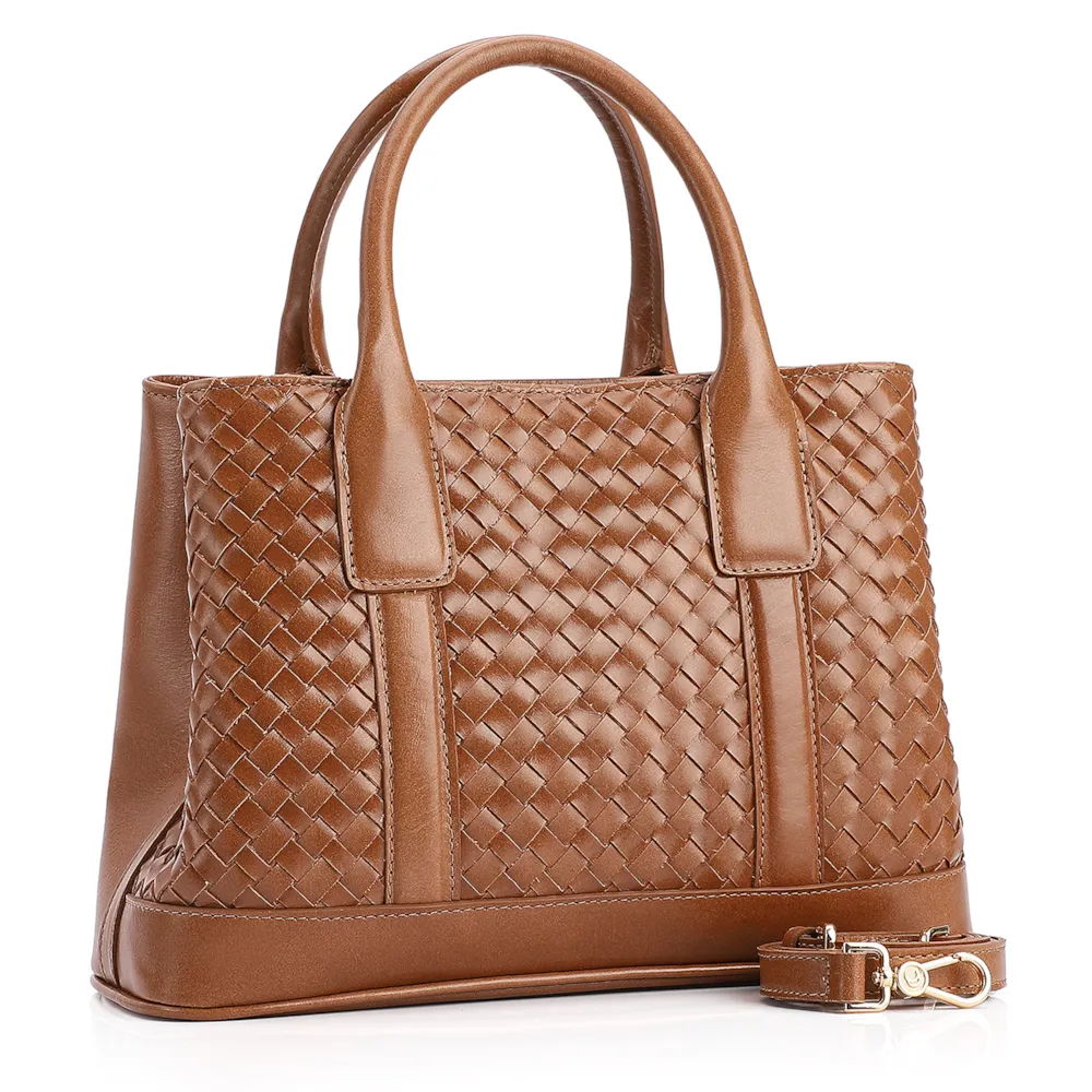 Bolsa Tote Tressê Couro Marrom - imagem 2