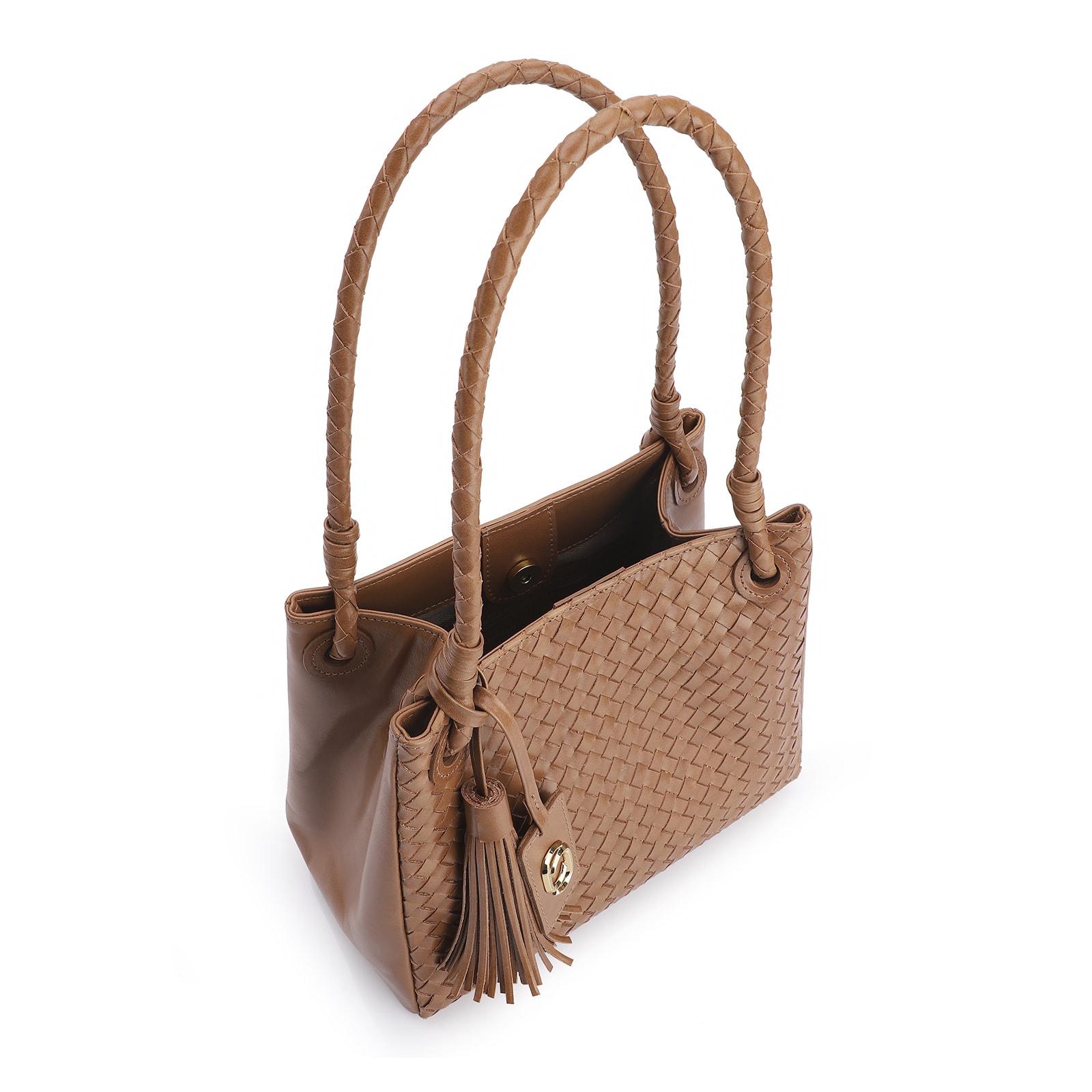 Bolsa Tote Tressê Couro Marrom
