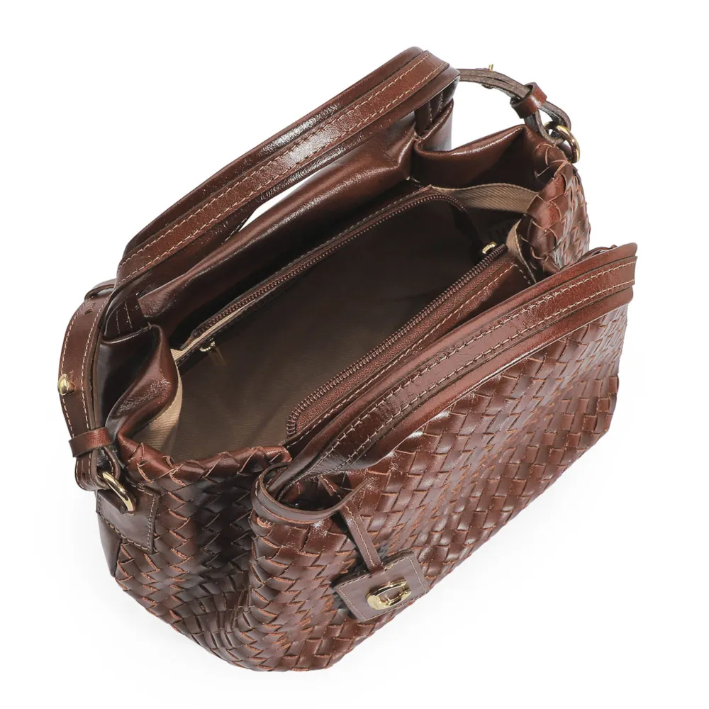 Bolsa Tote Tressê Couro Marrom - imagem 4