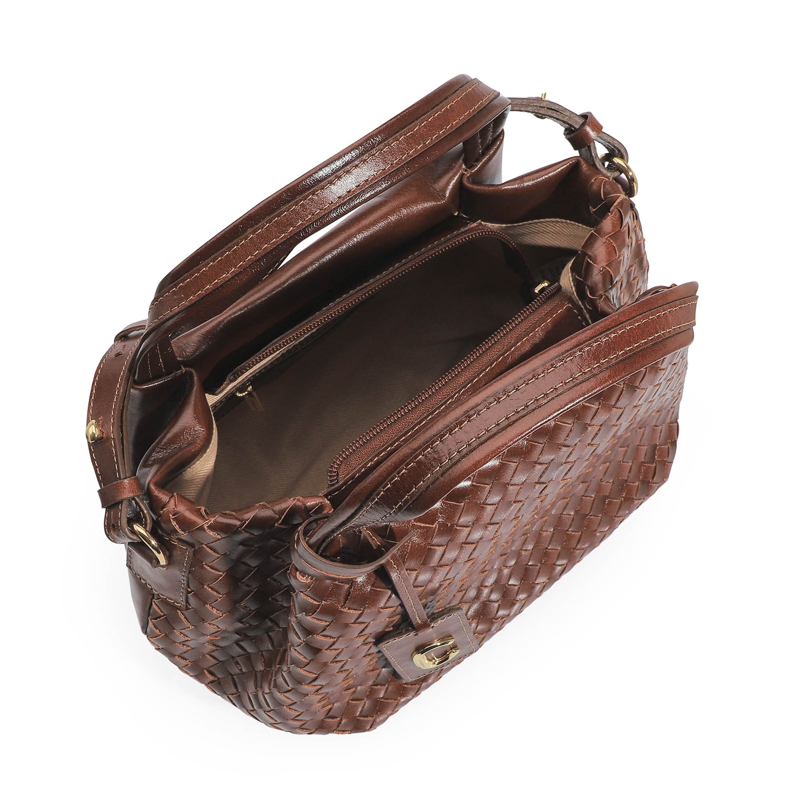 Bolsa Tote Tressê Couro Marrom