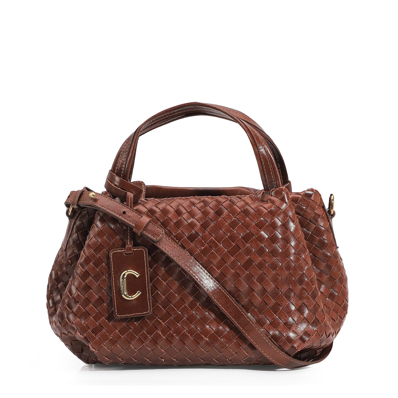 Bolsa Tote Tressê Couro Marrom