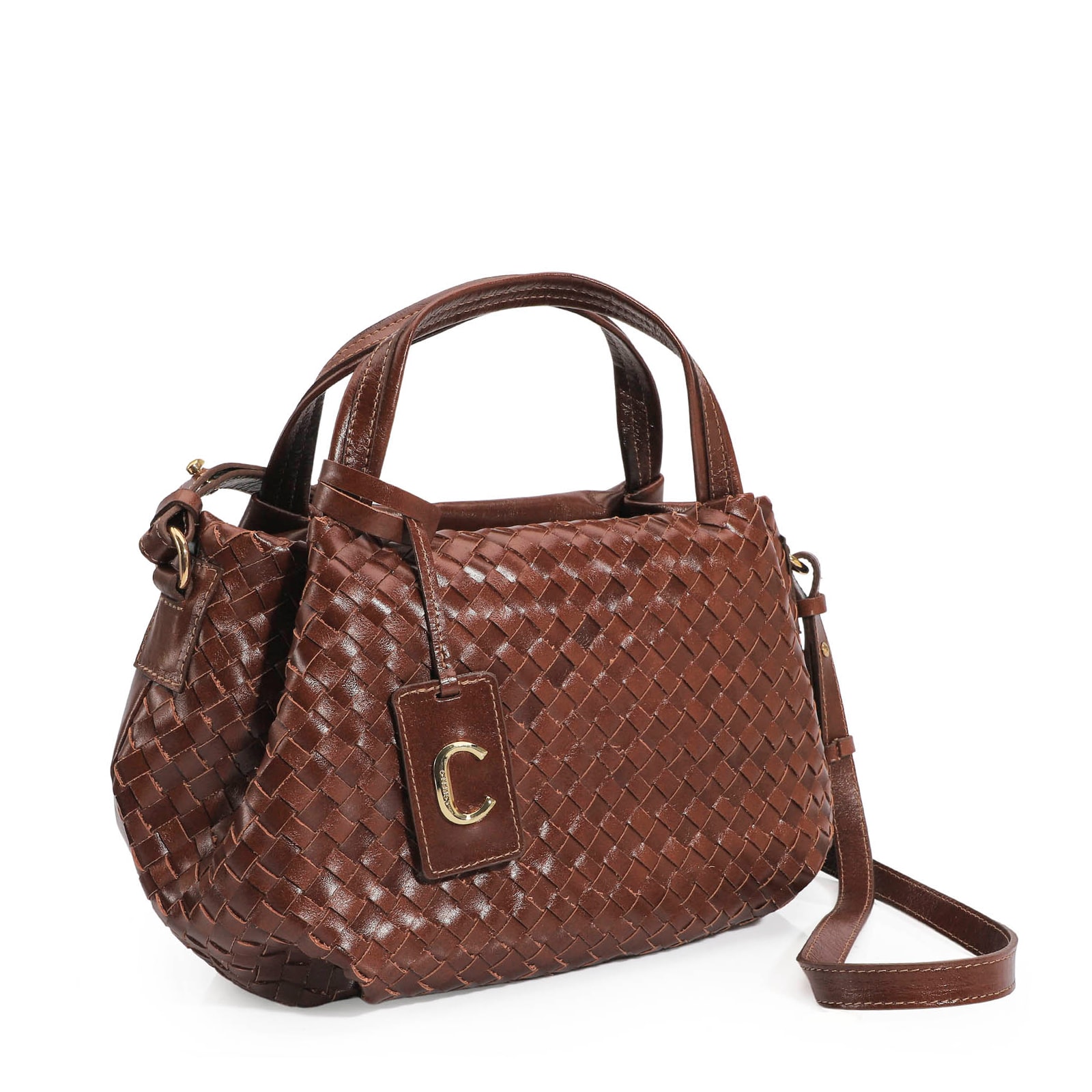 Bolsa Tote Tressê Couro Marrom