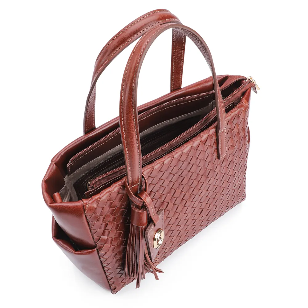 Bolsa Tote Tressê Couro Marrom - imagem 4
