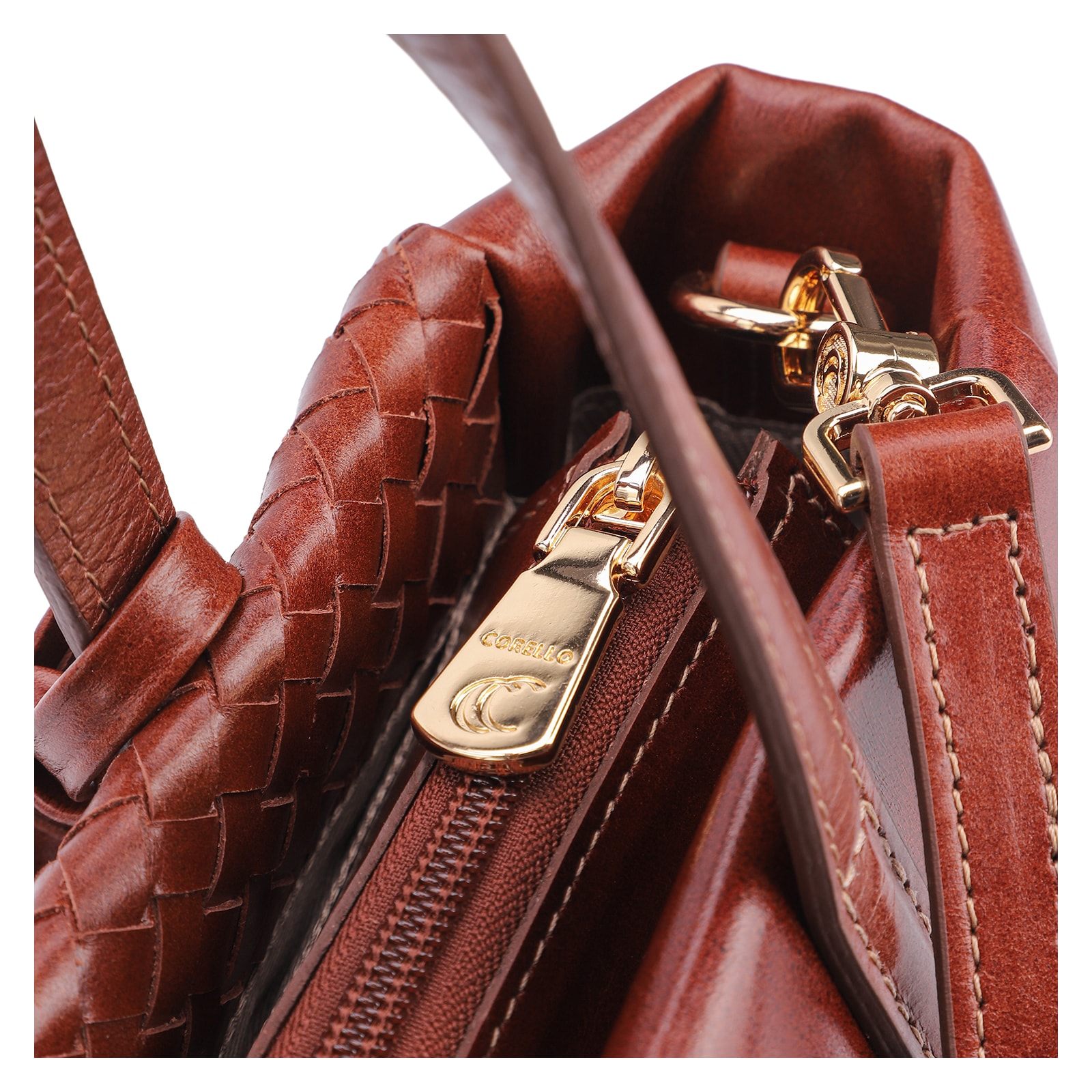 Bolsa Tote Tressê Couro Marrom