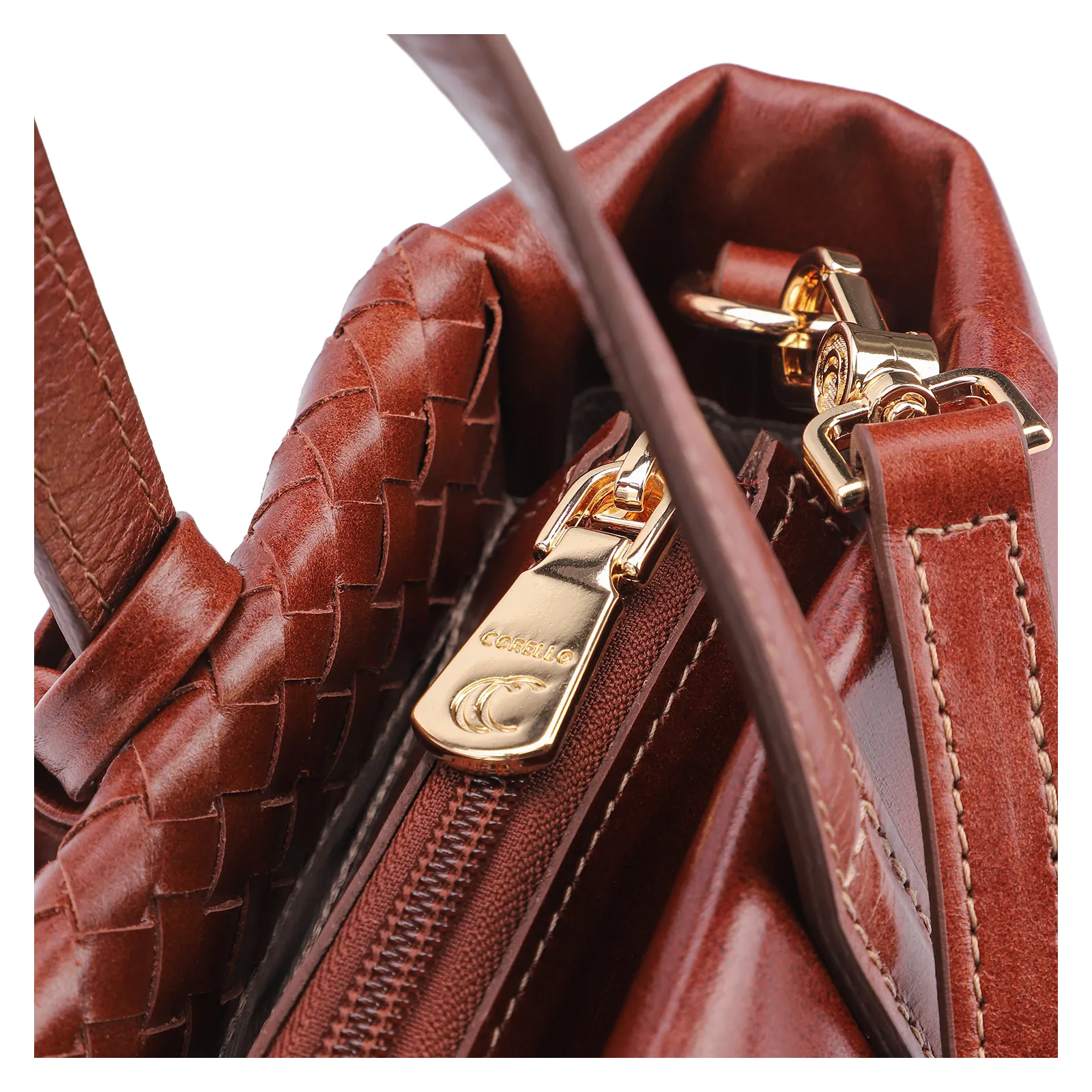 Bolsa Tote Tressê Couro Marrom