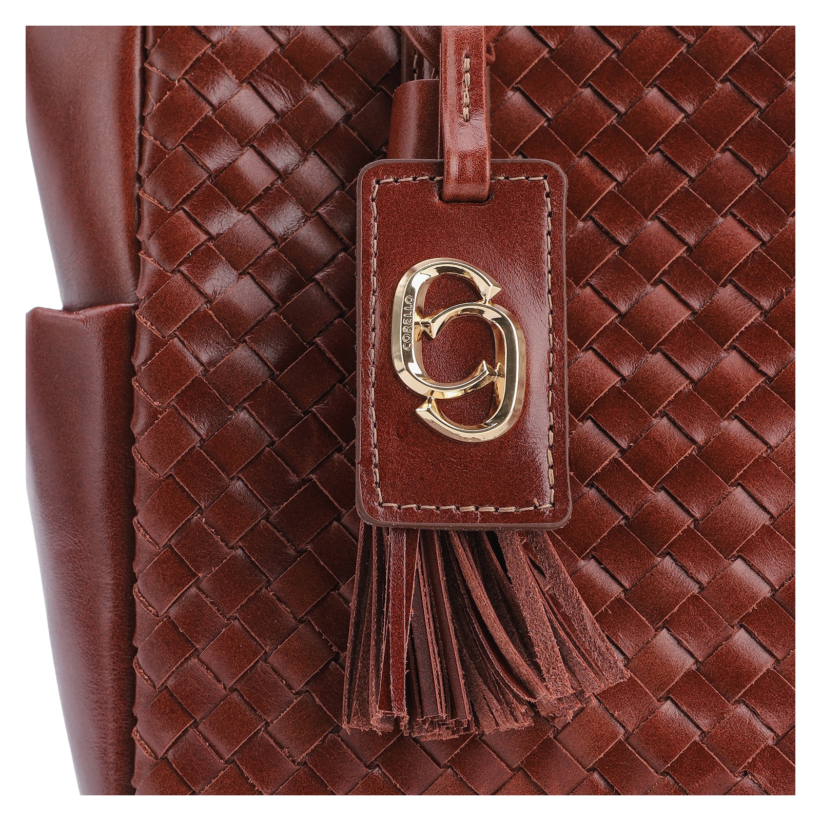 Bolsa Tote Tressê Couro Marrom