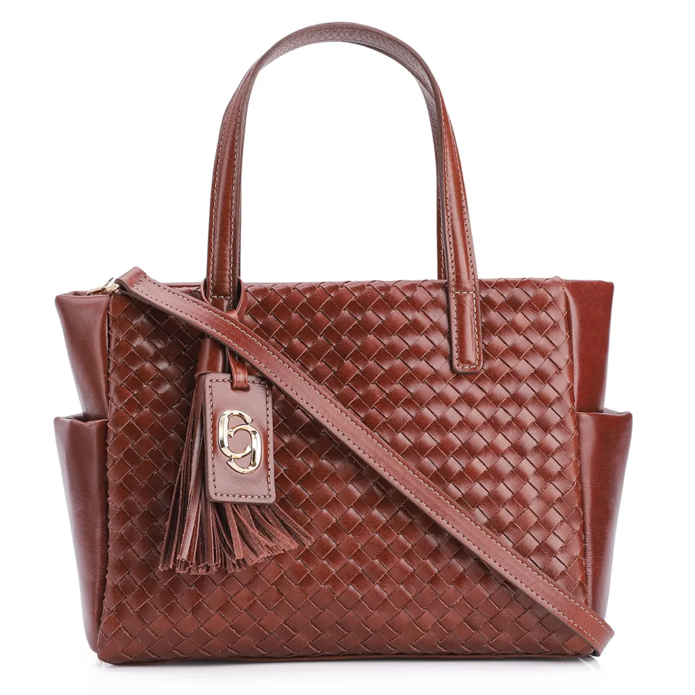 Bolsa Tote Tressê Couro Marrom