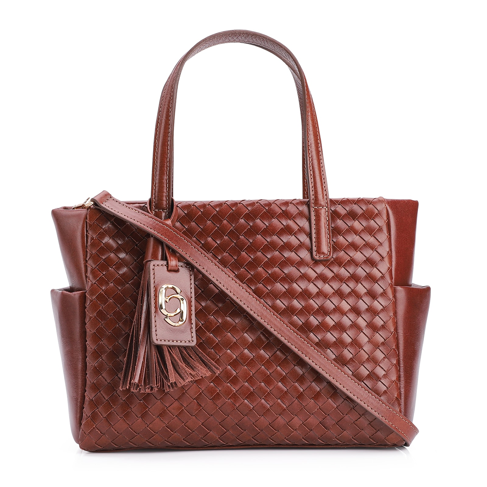 Bolsa Tote Tressê Couro Marrom