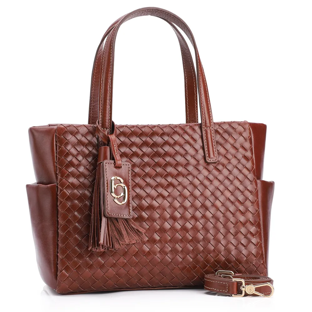 Bolsa Tote Tressê Couro Marrom - imagem 2