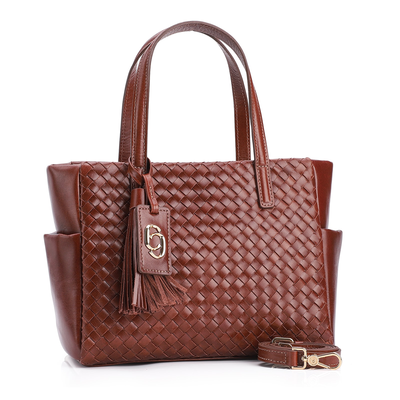 Bolsa Tote Tressê Couro Marrom