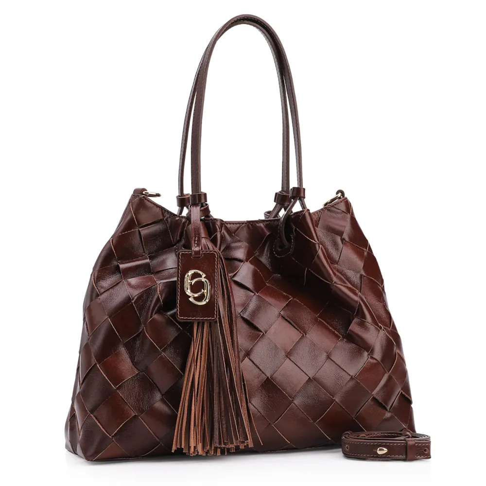 Bolsa Tote Tressê Couro Marrom - imagem 3