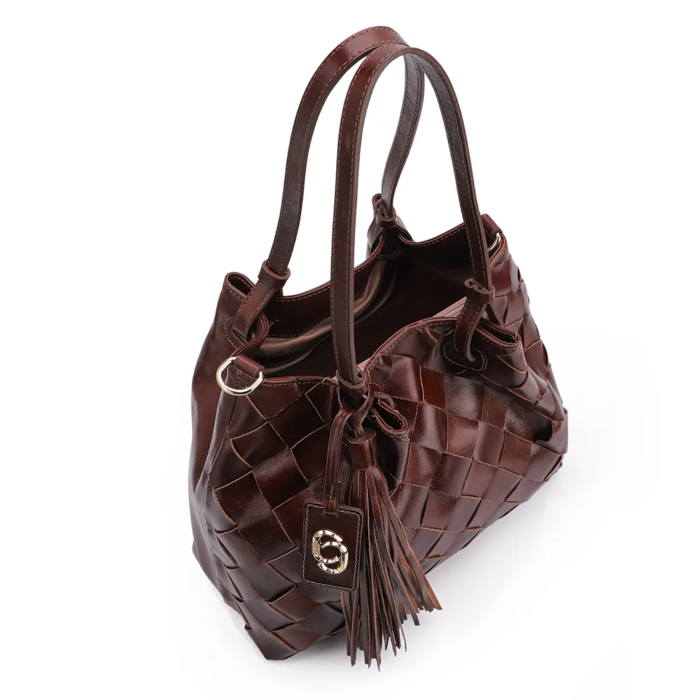 Bolsa Tote Tressê Couro Marrom - imagem 5